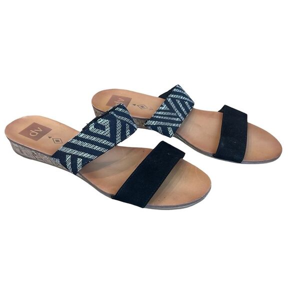 DV Dolce Vita Double Strap Flat Sandals Black & White Size10 - Picture 1 of 15